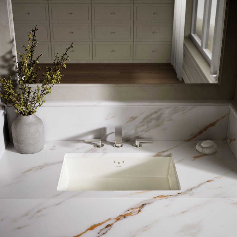 Kathryn® Vitreous China Rectangular Undermount Bathroom Sink and Overflow, Biscuit