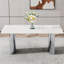 Table de salle à manger contemporaine de 71 po avec base en verre blanc et argent, idéale pour les petits-déjeuners en famille