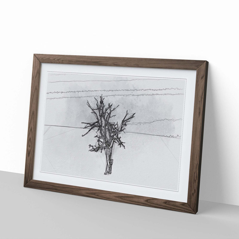 Winter Tree in Abstract - Picture Frame Graphic Art Print, Walnut, 35cm H x 50cm W x 2cm D