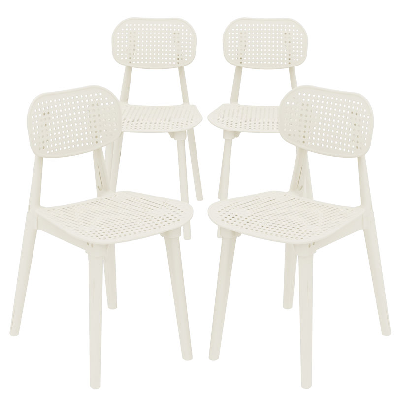 Chaises de cuisine en plastique Recaceik, Blanc, 4