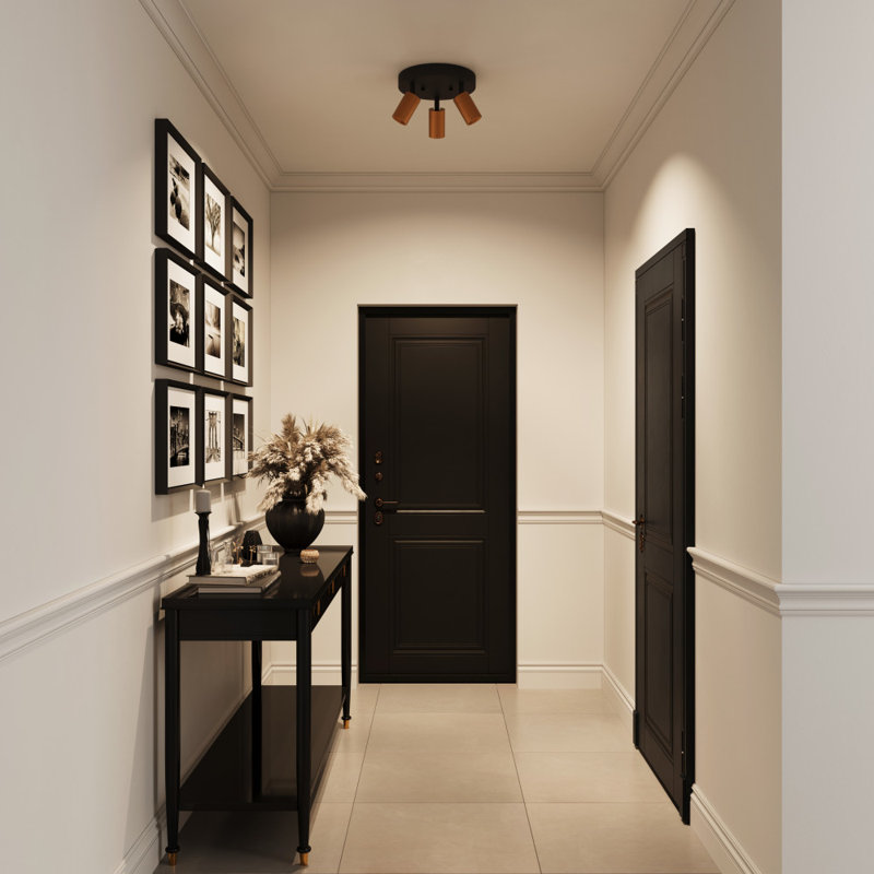  Shura Black & Brass 3-Light Round Ceiling Light with Rotatable Heads, Integrated LED Bulbs, Flush Mount Canopy, 3000k, Gold