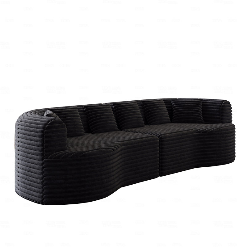 Canapé modulaire incurvé surdimensionné, 106,3 po, canapé nuage sans os moderne avec 6 coussins, Noir