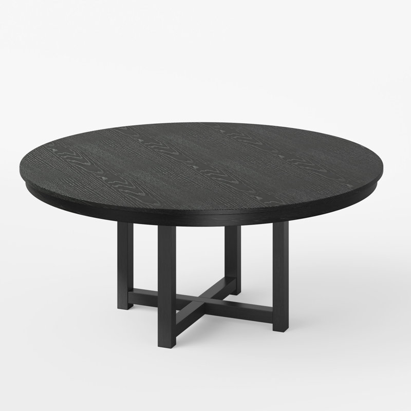 Cross Legs Solid Wood Round Dining Table, 30" H x 59" W x 59" D