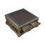 Table basse traditionnelle brune avec 4 tiroirs de rangement, une tablette ouverte et facile à déplacer pour un espace de vie pratique. Plateau rembourré de couleur café.