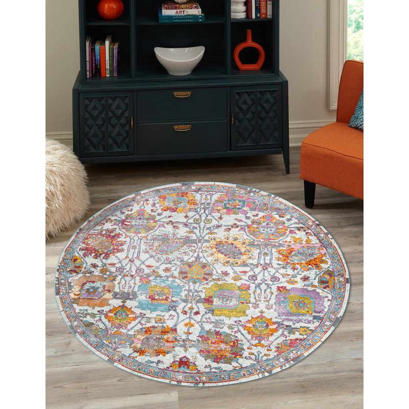 Haefner Floral Indoor Rug, Round 3'3"