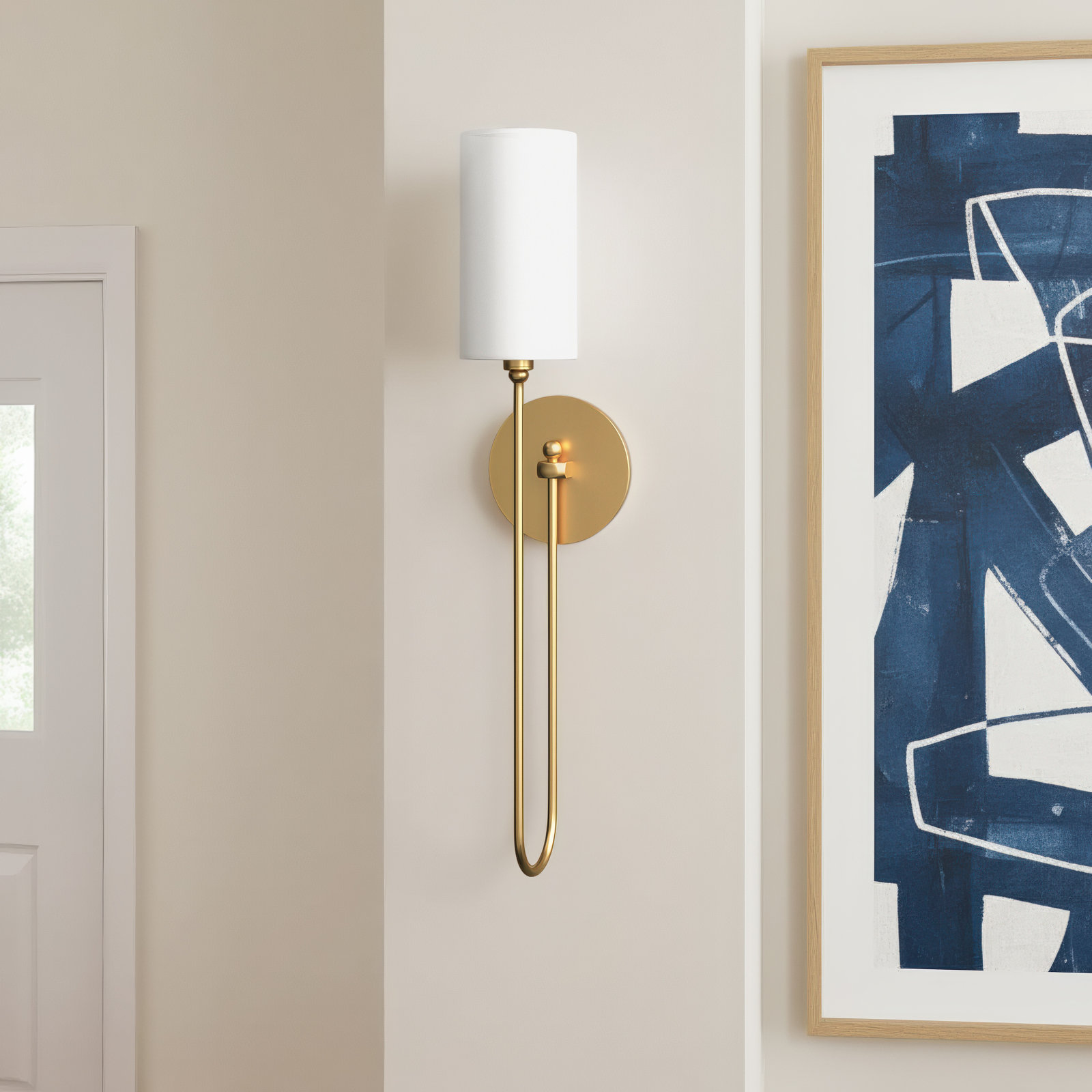 Clarissa Single Light Dimmable Armed Sconce, Aged Brass