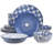  Reflections 16 Piece Assorted Stoneware Double Bowl Dinnerware Set in Blue