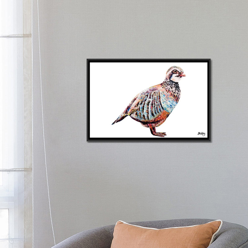 Partridge - Graphic Art, 18" H x 26" W x 1.5" D, Black Framed Canvas, No Mat