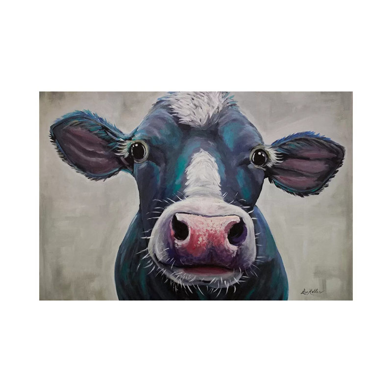 Vache-Clara belle par hippie Hound studios-impression, Pas de tapis, Toile tendue, H 12 po x l 18 po x 1,5 po