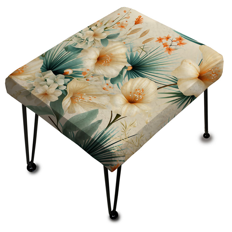 Seashell Serenity Tropical Pattern I - Coastal Rectangle Ottoman