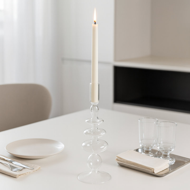 Candlestick Candle Holder, Clear