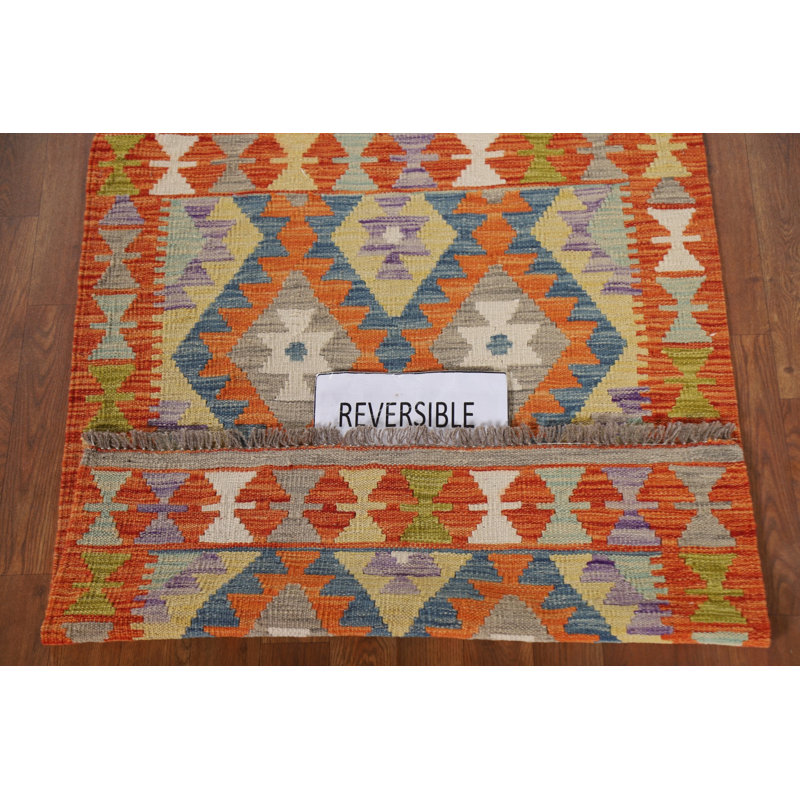 Tapis géométrique en laine Kilim