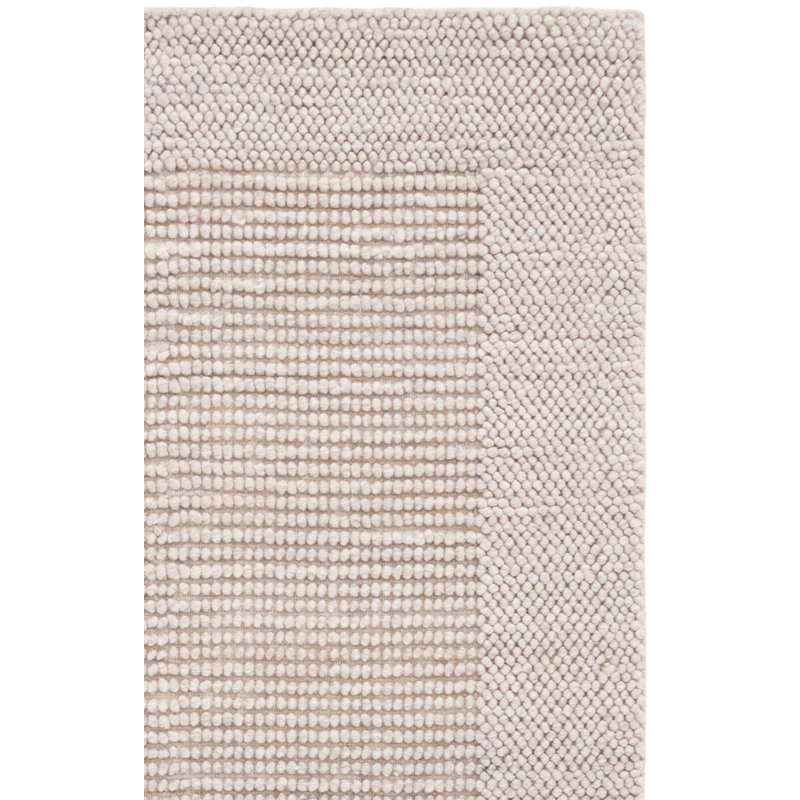 Tapis beige en laine tissé à la main Bibbee, Rectangle 6 pi x 9 pi