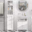 Grande armoire de rangement pour salle de bain / tour à linge autoportante avec tablette ouverte à 3 niveaux