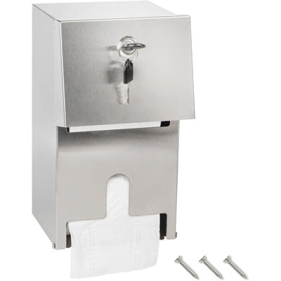 Commercial Dual Roll Toilet Paper Dispenser With Lock, Heavy Duty Stainless Steel Wall Mounted Touchless Automatic Paper Towel Dispenser With Shelf For Bathroom Restroom