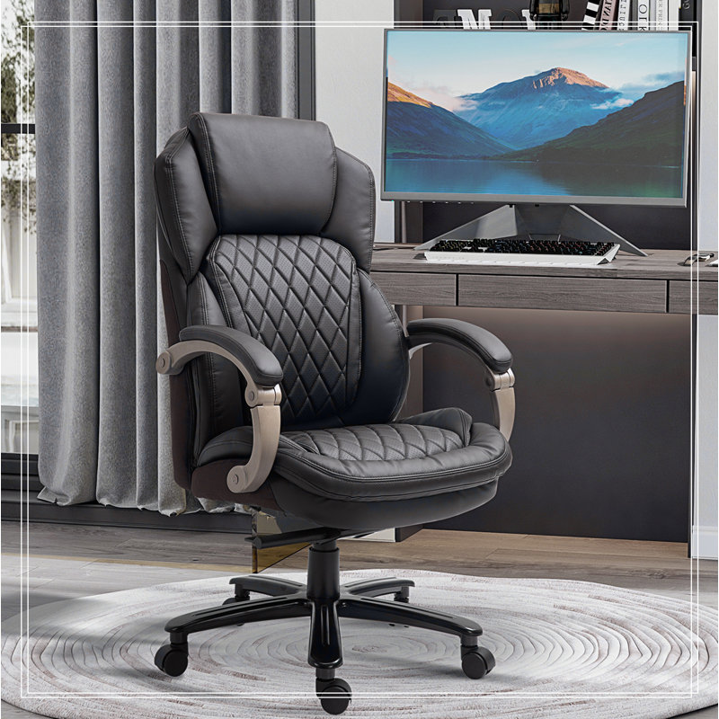 Big and Tall Executive Office Chair with Wide Seat, Computer Desk Chair with High Back Diamond, Brown