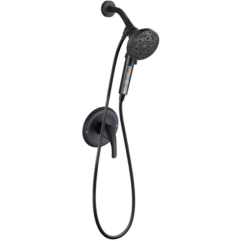 Removable 7-Spray Shower Head with Rough in-Valve, Matte Black