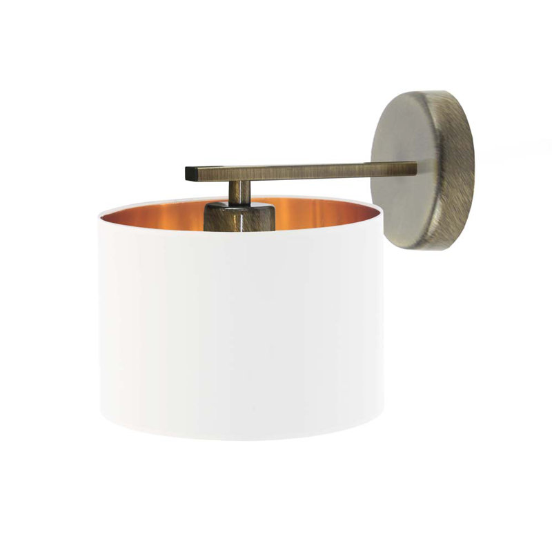 Eloy Steel Armed Sconce, White, Brushed Brass