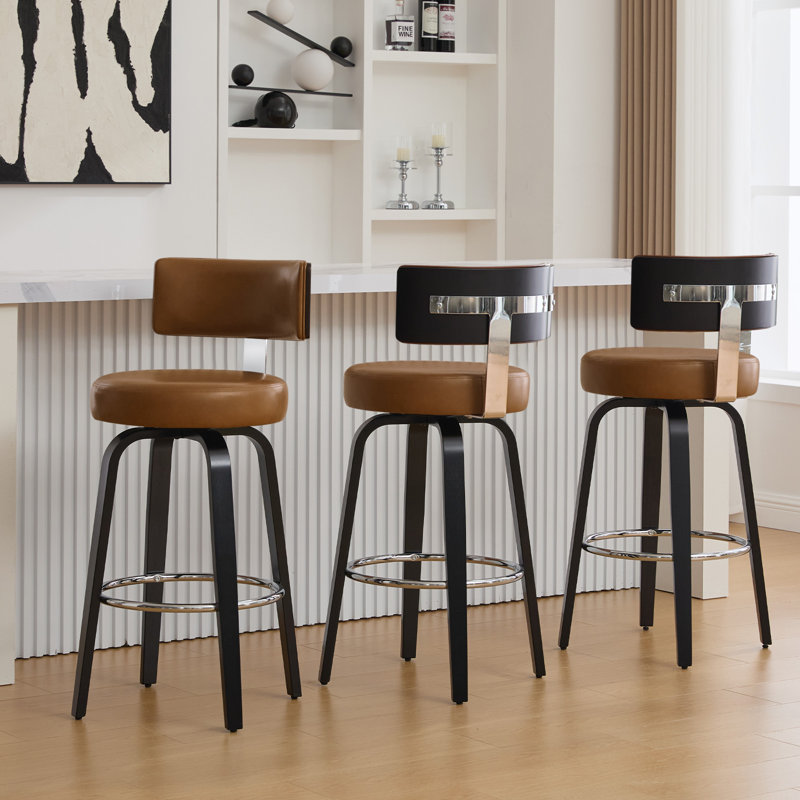 Tabouret de bar et de comptoir Sonja, Siège brun / cadre noir, Tabouret de bar (siège d'une hauteur de 29 po)