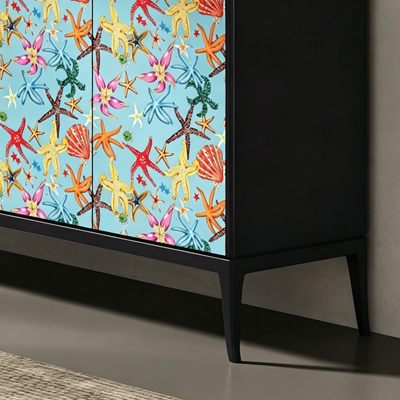 Leyt, 33.46" H x 55.12" W x 15.75" D, Black/Cyan