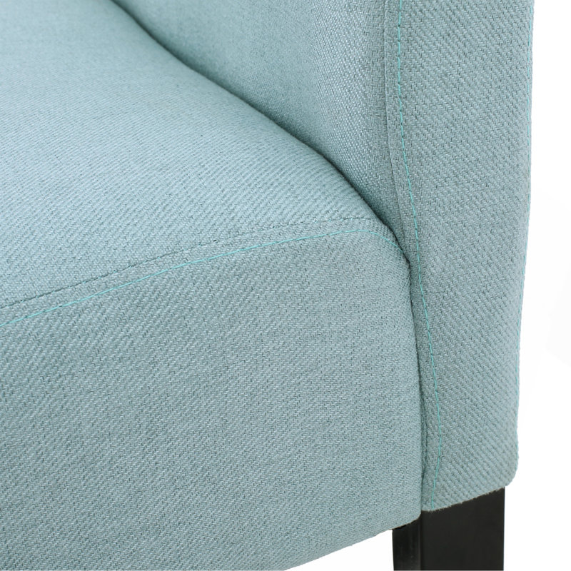 Tabouret de comptoir élégant et confortable avec assise en tissu doux et pieds en bois d'hévéa robustes, Bleu clair