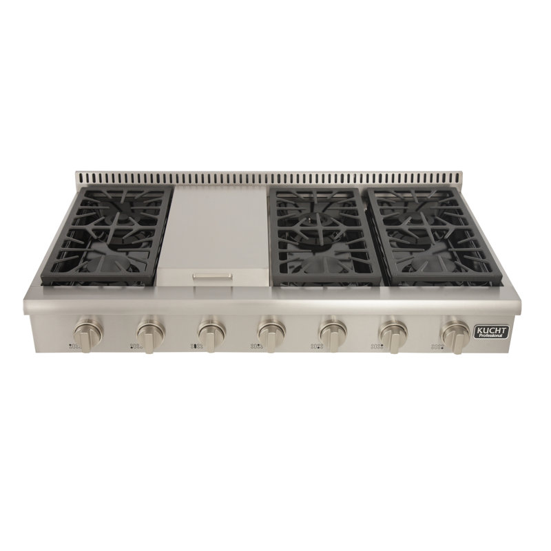 Kucht 48'' W Cooktop, Liquid Propane, Classic Silver