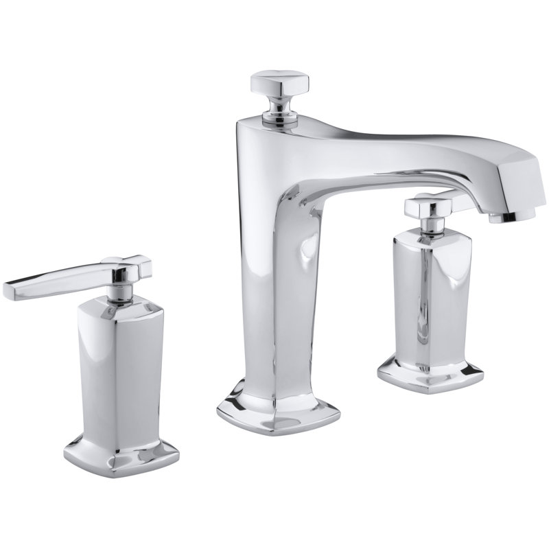 Margaux Deck-Mount Bath Faucet Trim for High-flow Valve with Non-Diverter Spout and Lever Handles, Valve Not Included