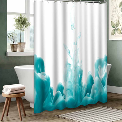 Rideau de douche bleu imperméable, rideaux de douche pour la salle de bain avec 12 crochets