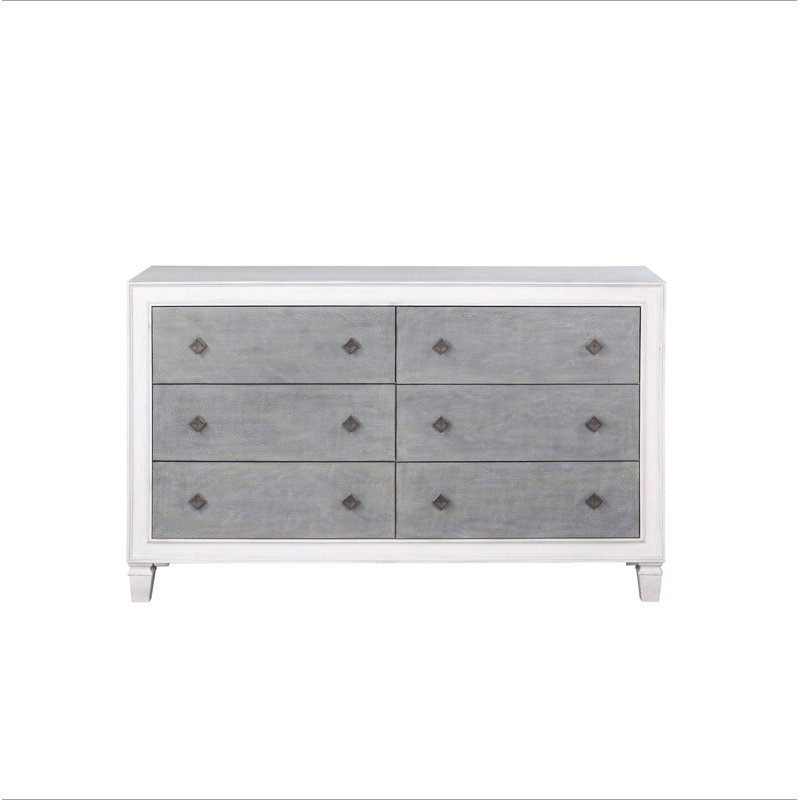 Commode Katia gris rustique et blanc vieilli