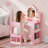 Kids Vanity With Lights, Princess Makeup Vanity Desk With Open Bookshelf-114357221
