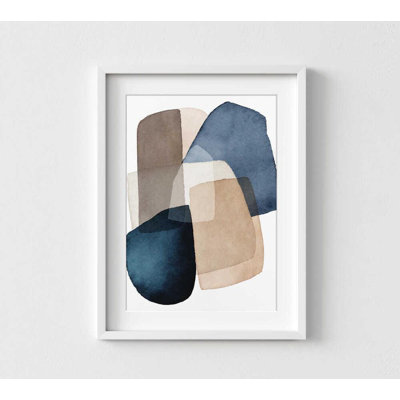 Bleu marine et formes abstraites neutres - impression d'art minimaliste moderne