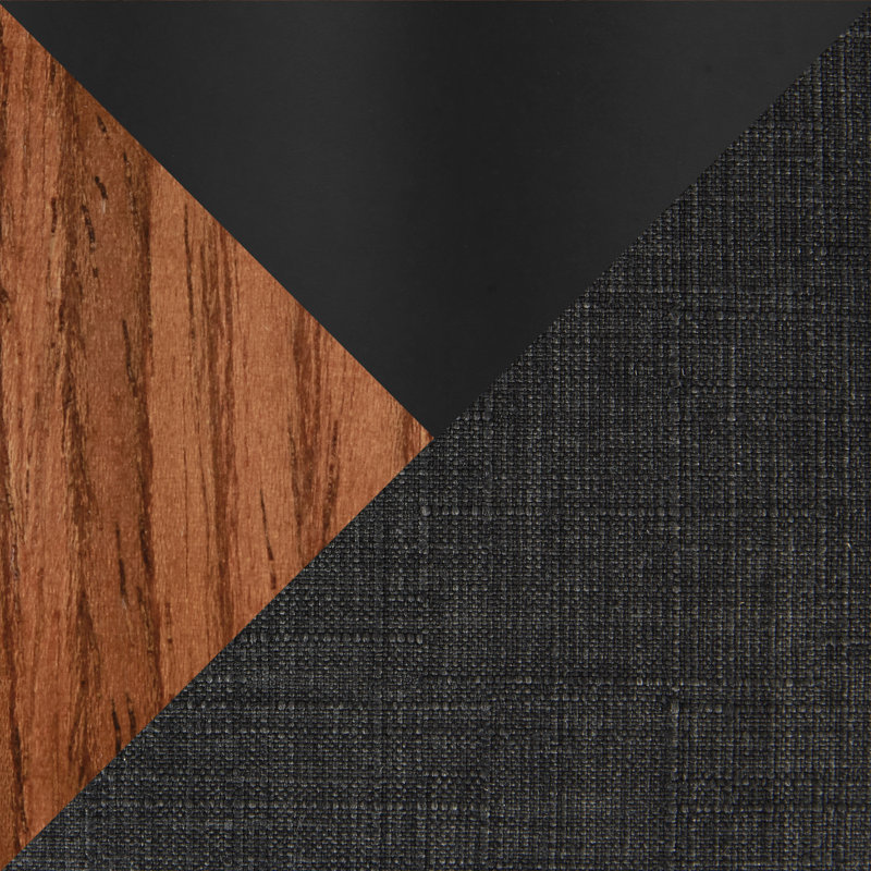 Tabourets de bar Laquietta réglables en hauteur avec repose-pieds arrondis en forme de T, Noir/noyer, Gris anthracite