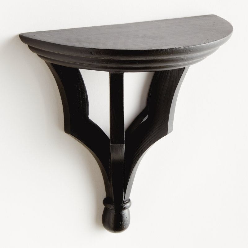 Gianinna Half-circle Mango Bracket Shelf, Black, 7" H x 7.75" W x 3.75" D