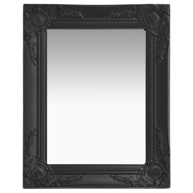 Ginsberg Wood Square Wall Mirror, Black, 50cm H x 40cm W