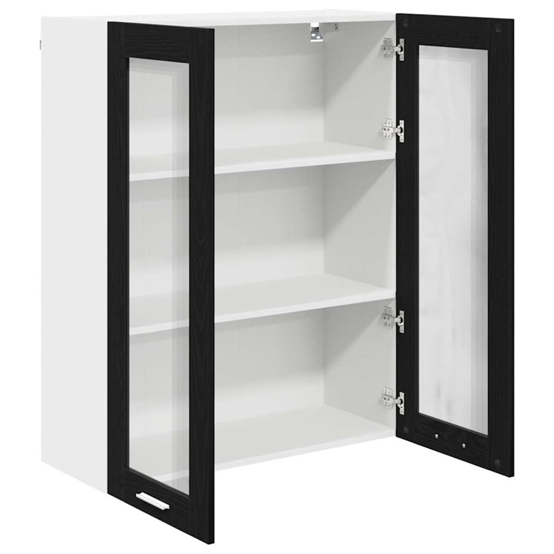 Vidaxl Hanging Cabinet With Storage Riga Artisan Oak 60 X 31 X 100 Cm, Black, 100cm H x 80cm W x 31cm D