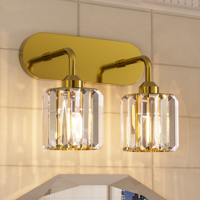 Dimmable Bathroom Vanity Light with Crystal Shade