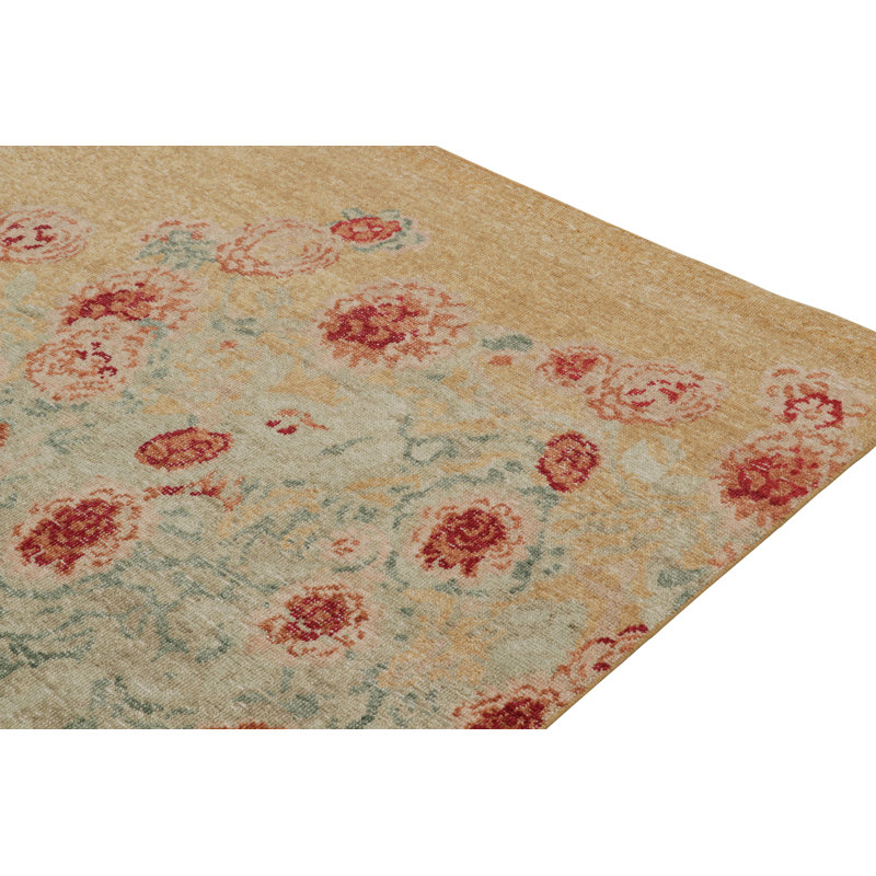 Rug & Kilim’S Distressed Transitional Rug In Polychromatic Floral Patterns, Rectangle 9' x 12'