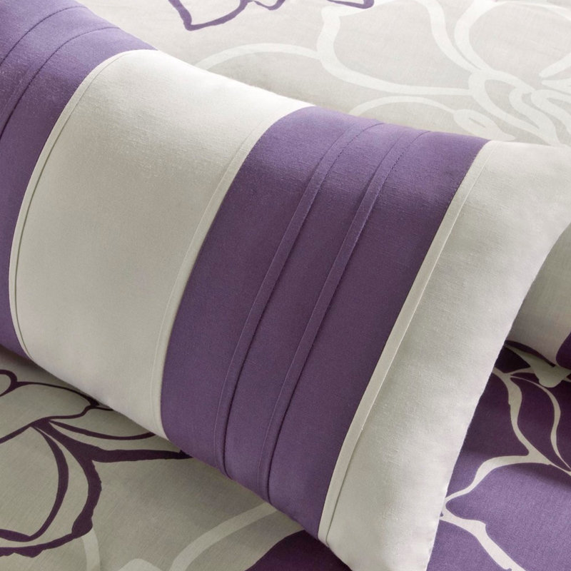 Édredon gris / mauve taupe pour grand lit - tissu en coton 200Tc, imprimé gris / mauve, élimination des plis avec fer à repasser