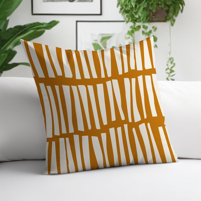 Coussin décoratif réversible Clayton, Orange, blanc cassé, H 17 po x l 17 po