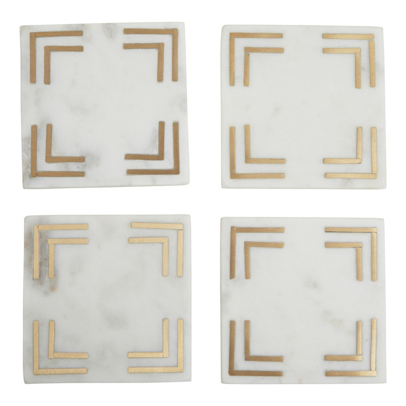 Marble Square 4 Piece Coaster Set