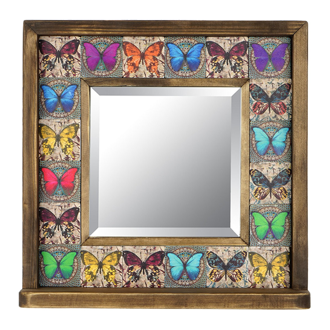 Wood Flat Wall Mirror East Urban Home