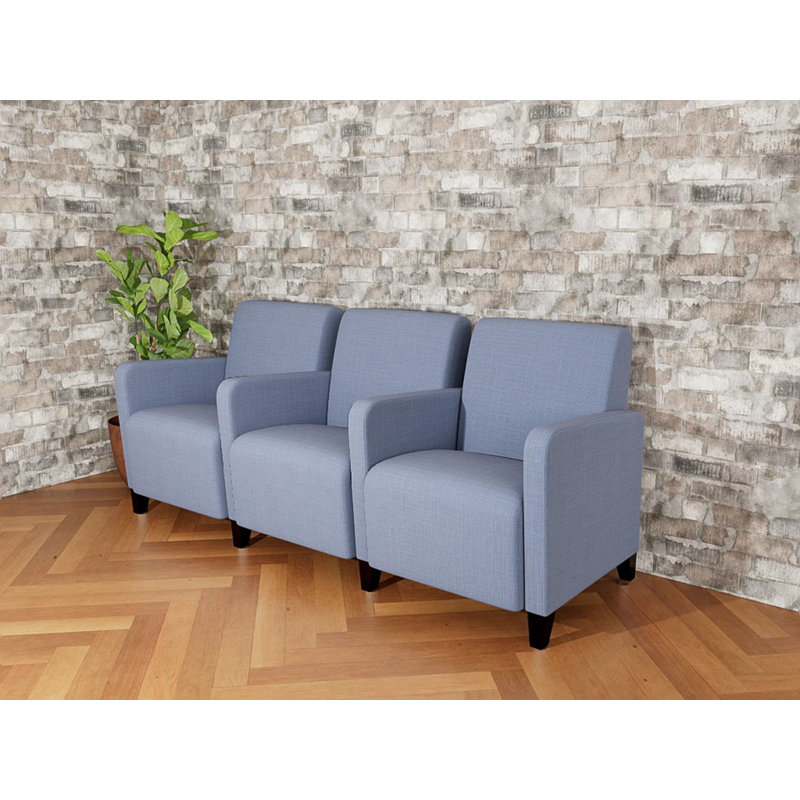 Sièges tandem Ravenna, Bois noir, Chambray bleu marine clair