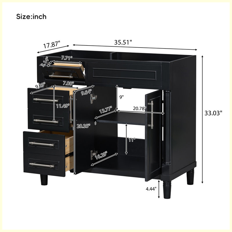 Modern Freestanding Bathroom Storage Cabinet with 2 Drawers and a Tip-out Drawer