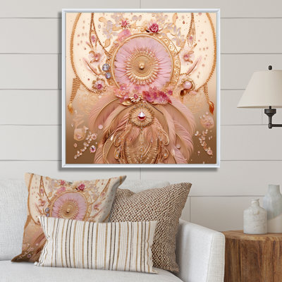 Impression sur toile Boho Glam Pink and Gold Dreamcatcher I