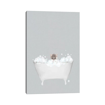 Kitten Blue Bath 1 Piece Wall Art on Canvas