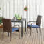 Chaises de salle à manger empilables en rotin avec coussins, ensemble de 2 chaises de patio en osier avec accoudoirs et dossier pour terrasse, terrasse