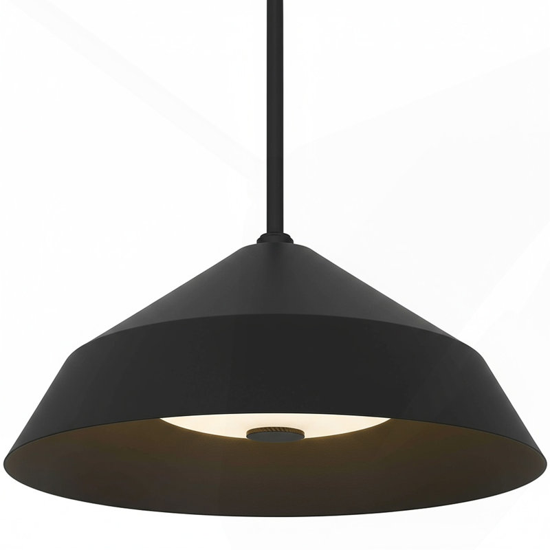 14" Diameter Integrated LED Black Pendant, 6.38" H x 14" W x 14" D