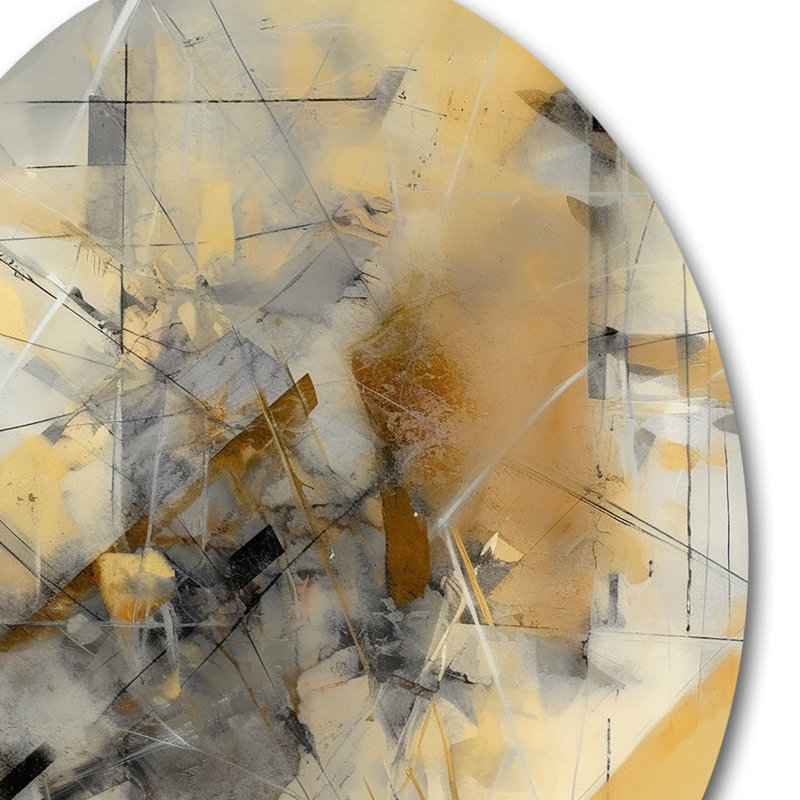 Jaune et gris au-delà de la toile II, H 23 po x l 23 po x P 1 po