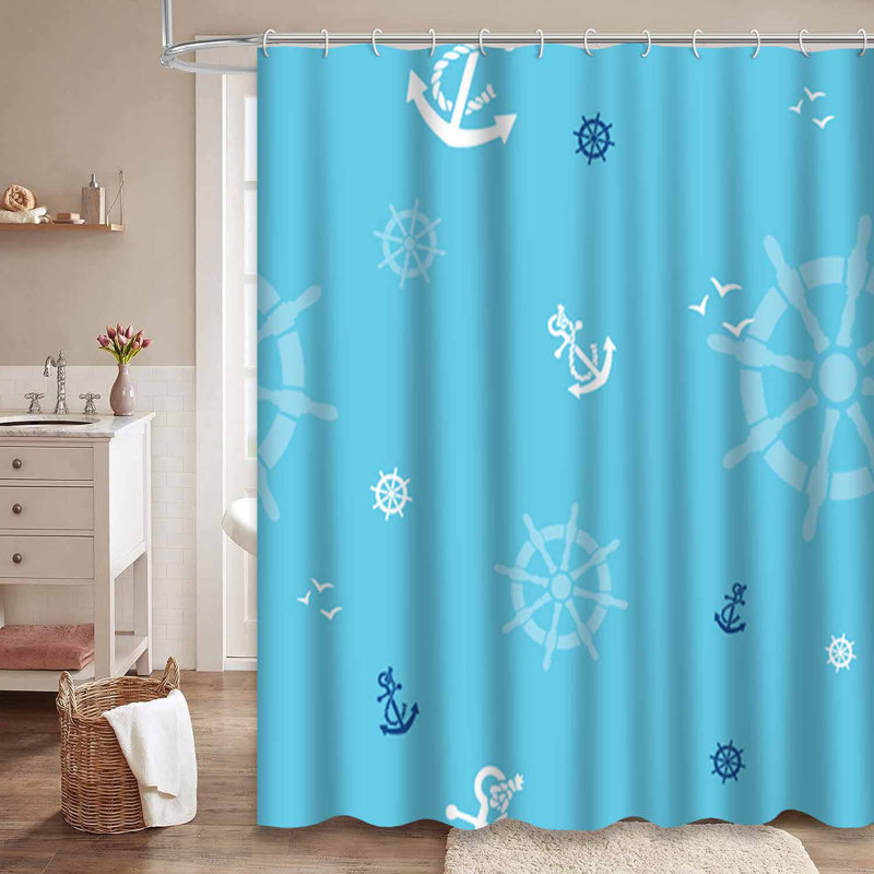 Rideau de douche nautique avec 12 crochets, L 72 po x l 78 po