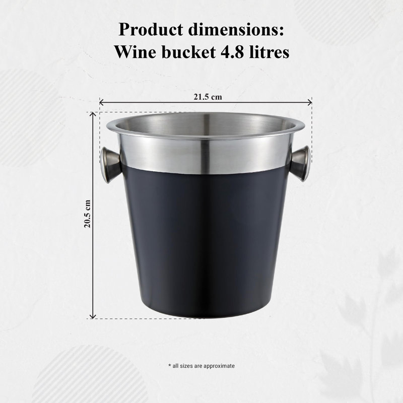Buckingham Ice Bucket Stainless Steel Black Finish 21.5 cm 4.8 Litres 